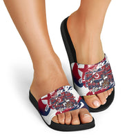 North Korea Flag Day Rise With The Flag Slide Sandals Dynamic Red Star Paint Splatter With Tiger