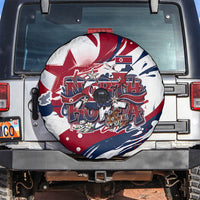 North Korea Flag Day Rise With The Flag Spare Tire Cover Dynamic Red Star Paint Splatter With Tiger