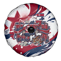 North Korea Flag Day Rise With The Flag Spare Tire Cover Dynamic Red Star Paint Splatter With Tiger