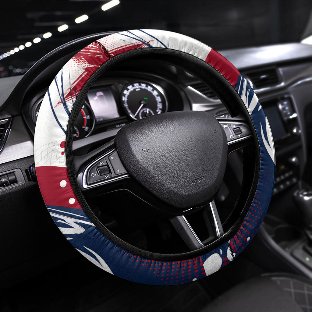 North Korea Flag Day Rise With The Flag Steering Wheel Cover Dynamic Red Star Paint Splatter With Tiger