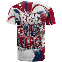 North Korea Flag Day Rise With The Flag T Shirt Dynamic Red Star Paint Splatter With Tiger
