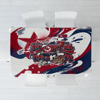 North Korea Flag Day Rise With The Flag Tablecloth Dynamic Red Star Paint Splatter With Tiger
