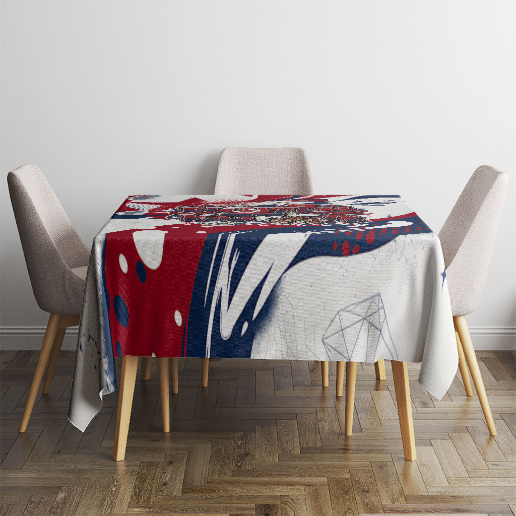 North Korea Flag Day Rise With The Flag Tablecloth Dynamic Red Star Paint Splatter With Tiger