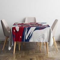 North Korea Flag Day Rise With The Flag Tablecloth Dynamic Red Star Paint Splatter With Tiger
