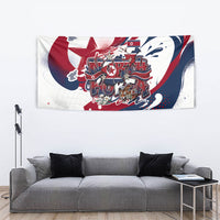 North Korea Flag Day Rise With The Flag Tapestry Dynamic Red Star Paint Splatter With Tiger