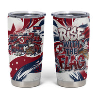 North Korea Flag Day Rise With The Flag Tumbler Cup Dynamic Red Star Paint Splatter With Tiger