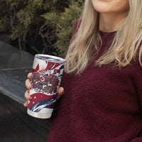 North Korea Flag Day Rise With The Flag Tumbler Cup Dynamic Red Star Paint Splatter With Tiger