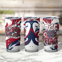 North Korea Flag Day Rise With The Flag Tumbler Cup Dynamic Red Star Paint Splatter With Tiger