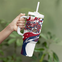 North Korea Flag Day Rise With The Flag Tumbler With Handle Dynamic Red Star Paint Splatter With Tiger