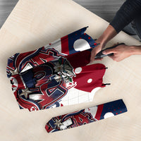 North Korea Flag Day Rise With The Flag Umbrella Dynamic Red Star Paint Splatter With Tiger