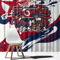 North Korea Flag Day Rise With The Flag Window Curtain Dynamic Red Star Paint Splatter With Tiger