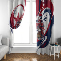 North Korea Flag Day Rise With The Flag Window Curtain Dynamic Red Star Paint Splatter With Tiger