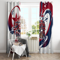 North Korea Flag Day Rise With The Flag Window Curtain Dynamic Red Star Paint Splatter With Tiger