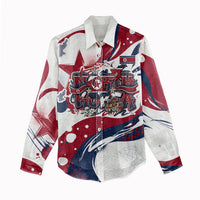 North Korea Flag Day Rise With The Flag Women Casual Shirt Dynamic Red Star Paint Splatter With Tiger