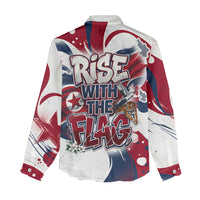 North Korea Flag Day Rise With The Flag Women Casual Shirt Dynamic Red Star Paint Splatter With Tiger