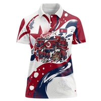 North Korea Flag Day Rise With The Flag Women Polo Shirt Dynamic Red Star Paint Splatter With Tiger