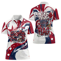 North Korea Flag Day Rise With The Flag Women Polo Shirt Dynamic Red Star Paint Splatter With Tiger