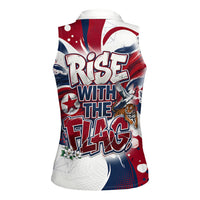 North Korea Flag Day Rise With The Flag Women Sleeveless Polo Shirt Dynamic Red Star Paint Splatter With Tiger