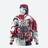 North Korea Flag Day Rise With The Flag Zip Hoodie Dynamic Red Star Paint Splatter With Tiger
