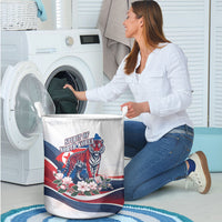 North Korea Flag Day Spirit Of North Korea Laundry Basket Flying Crane Graphic With Tiger Portrait And Magnolia Flowers