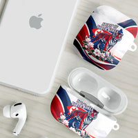 North Korea Flag Day Spirit Of North Korea AirPods Case Flying Crane Graphic With Tiger Portrait And Magnolia Flowers