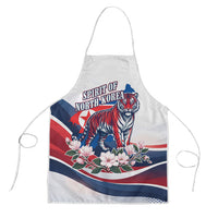 North Korea Flag Day Spirit Of North Korea Apron Flying Crane Graphic With Tiger Portrait And Magnolia Flowers