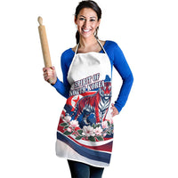 North Korea Flag Day Spirit Of North Korea Apron Flying Crane Graphic With Tiger Portrait And Magnolia Flowers