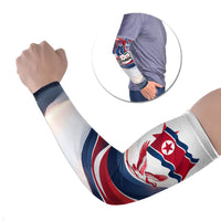 North Korea Flag Day Spirit Of North Korea Arm Sleeves Flying Crane Graphic With Tiger Portrait And Magnolia Flowers