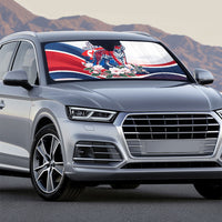 North Korea Flag Day Spirit Of North Korea Auto Sun Shade Flying Crane Graphic With Tiger Portrait And Magnolia Flowers