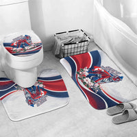 North Korea Flag Day Spirit Of North Korea Bathroom Set Flying Crane Graphic With Tiger Portrait And Magnolia Flowers