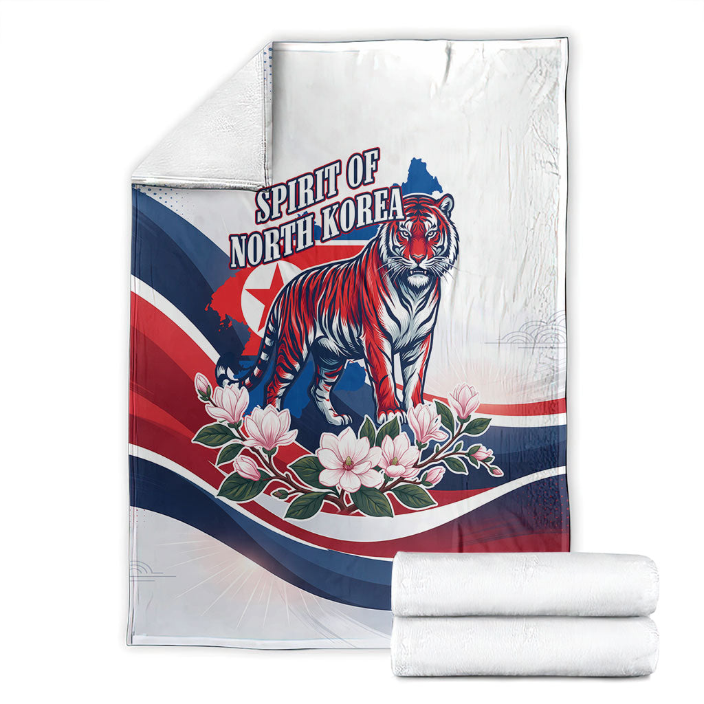 North Korea Flag Day Spirit Of North Korea Blanket Flying Crane Graphic With Tiger Portrait And Magnolia Flowers