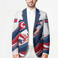 North Korea Flag Day Spirit Of North Korea Blazer Flying Crane Graphic With Tiger Portrait And Magnolia Flowers