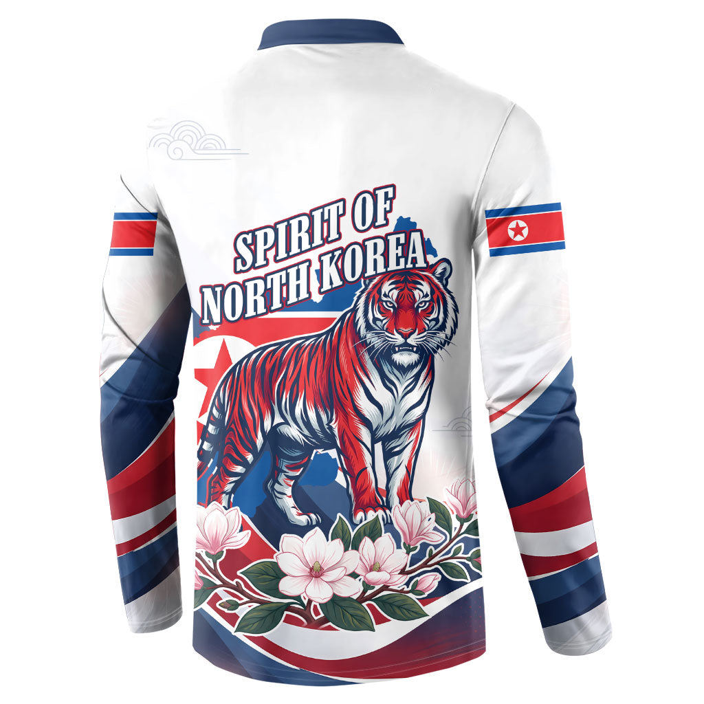 North Korea Flag Day Spirit Of North Korea Button Sweatshirt Flying Crane Graphic With Tiger Portrait And Magnolia Flowers