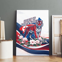 North Korea Flag Day Spirit Of North Korea Canvas Wall Art Flying Crane Graphic With Tiger Portrait And Magnolia Flowers