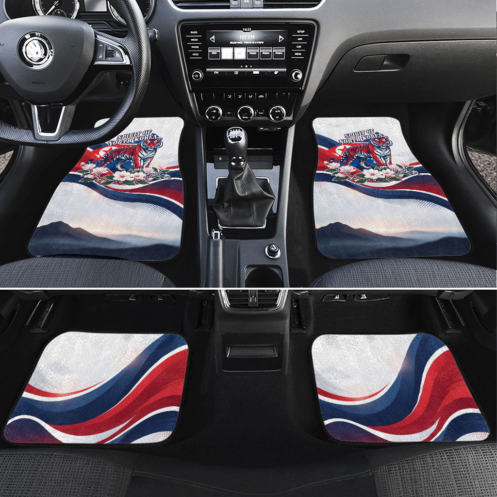 North Korea Flag Day Spirit Of North Korea Car Mats Flying Crane Graphic With Tiger Portrait And Magnolia Flowers