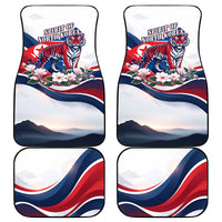 North Korea Flag Day Spirit Of North Korea Car Mats Flying Crane Graphic With Tiger Portrait And Magnolia Flowers