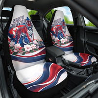 North Korea Flag Day Spirit Of North Korea Car Seat Cover Flying Crane Graphic With Tiger Portrait And Magnolia Flowers