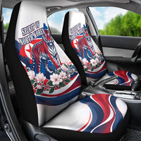 North Korea Flag Day Spirit Of North Korea Car Seat Cover Flying Crane Graphic With Tiger Portrait And Magnolia Flowers