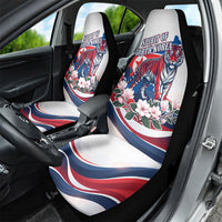 North Korea Flag Day Spirit Of North Korea Car Seat Cover Flying Crane Graphic With Tiger Portrait And Magnolia Flowers