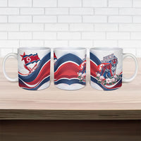 North Korea Flag Day Spirit Of North Korea Ceramic Mug Flying Crane Graphic With Tiger Portrait And Magnolia Flowers