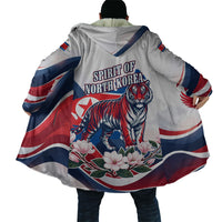 North Korea Flag Day Spirit Of North Korea Cloak Flying Crane Graphic With Tiger Portrait And Magnolia Flowers