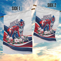 North Korea Flag Day Spirit Of North Korea Garden Flag Flying Crane Graphic With Tiger Portrait And Magnolia Flowers
