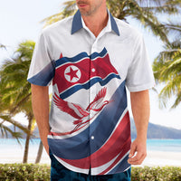 North Korea Flag Day Spirit Of North Korea Hawaiian Shirt Flying Crane Graphic With Tiger Portrait And Magnolia Flowers