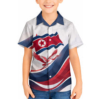 North Korea Flag Day Spirit Of North Korea Hawaiian Shirt Flying Crane Graphic With Tiger Portrait And Magnolia Flowers