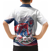 North Korea Flag Day Spirit Of North Korea Hawaiian Shirt Flying Crane Graphic With Tiger Portrait And Magnolia Flowers