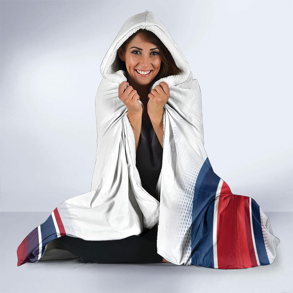 North Korea Flag Day Spirit Of North Korea Hooded Blanket Flying Crane Graphic With Tiger Portrait And Magnolia Flowers