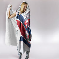 North Korea Flag Day Spirit Of North Korea Hooded Blanket Flying Crane Graphic With Tiger Portrait And Magnolia Flowers