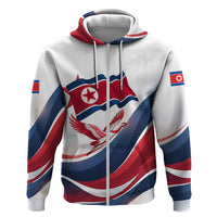 North Korea Flag Day Spirit Of North Korea Hoodie Flying Crane Graphic With Tiger Portrait And Magnolia Flowers