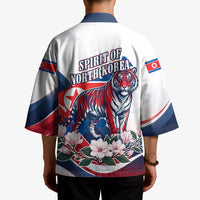 North Korea Flag Day Spirit Of North Korea Kimono Flying Crane Graphic With Tiger Portrait And Magnolia Flowers