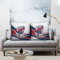 North Korea Flag Day Spirit Of North Korea Pillow Cover Flying Crane Graphic With Tiger Portrait And Magnolia Flowers